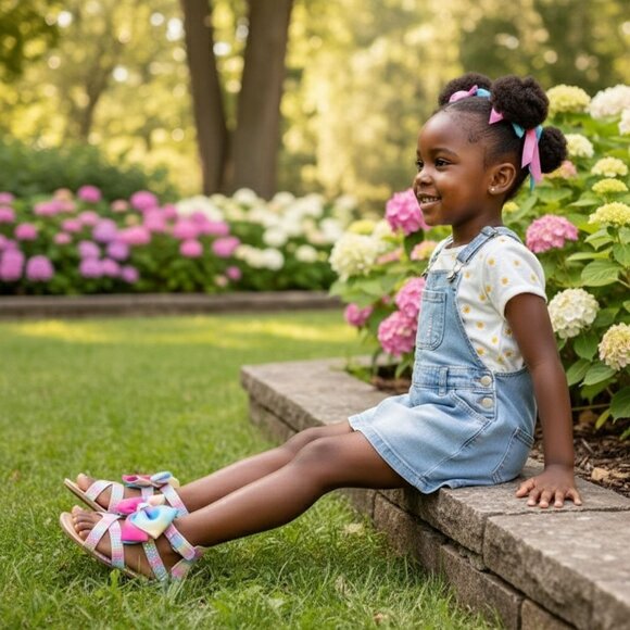 Jojo Siwa Size 4 Gladiator Sandals Girls Rainbow Bow - Picture 5 of 8